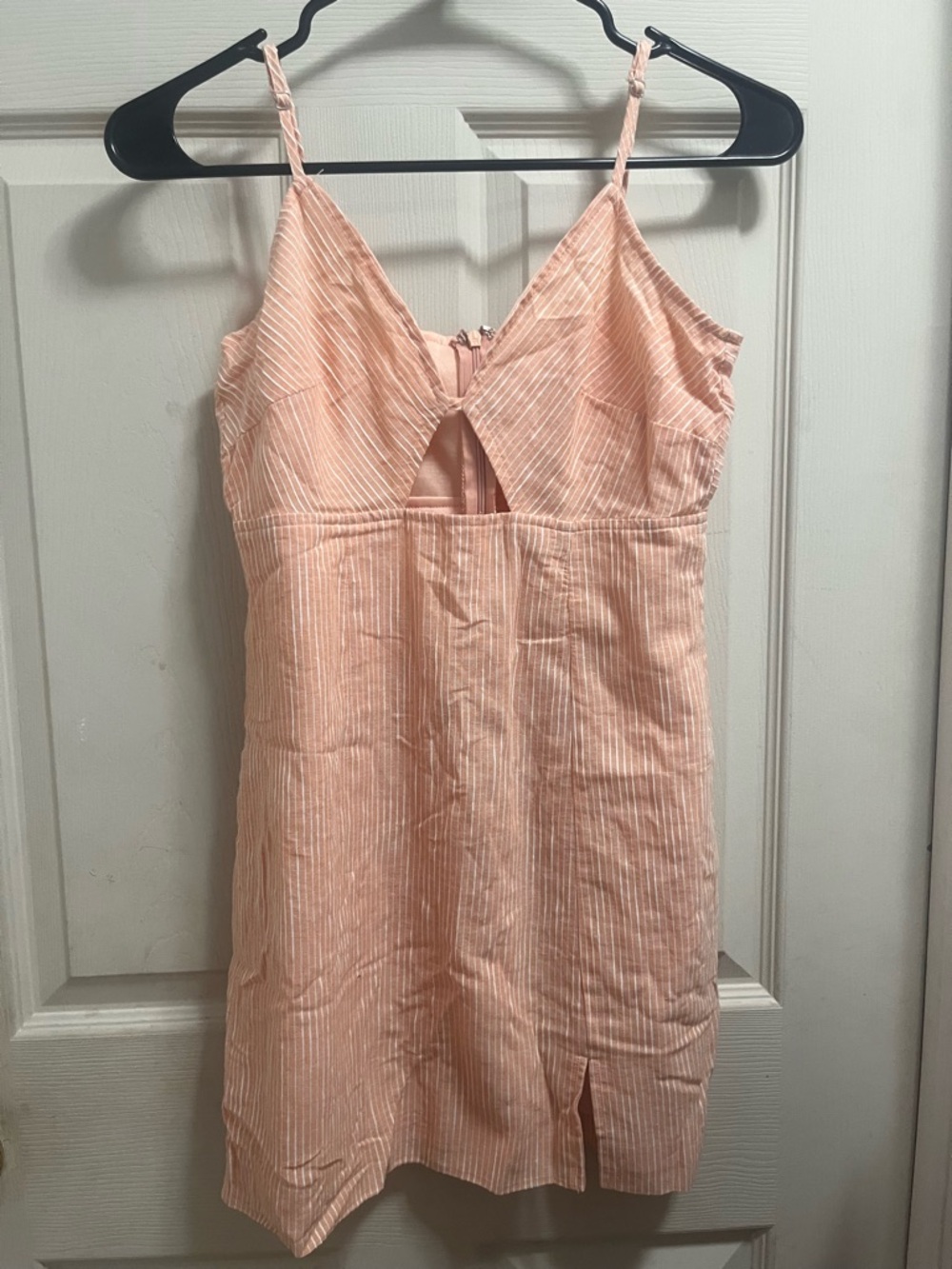 PacSun Peach Striped Mini Dress with Front Keyhole